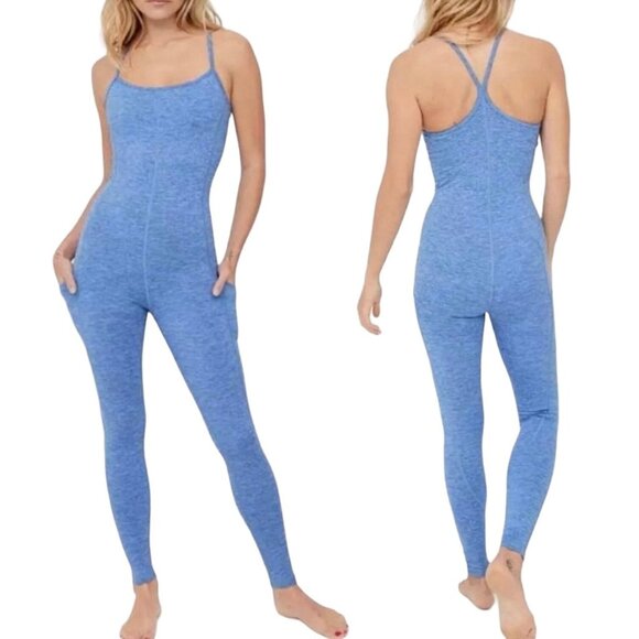 Aerie Women's Offline Hugger Racerback Legging Jumpsuit Romper in Red Orange - Picture 2 of 9